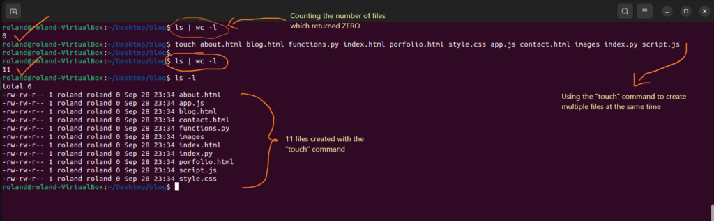 Linux file system commands - touch command